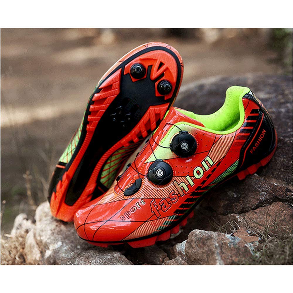 **Professional MTB Cycling Shoes - Self-Locking Breathable Mountain Bike Shoes for Racing & Sports (Orange, Size 41) - Ideal for Trail Riding & Competitive Cycling**