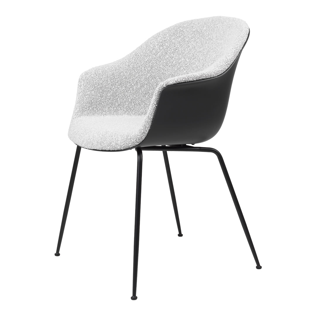 Modern Bat Dining Chair with Black Matte Conic Base & Front Upholstery - Perfect for Kitchen, Dining Room, and Restaurant Settings