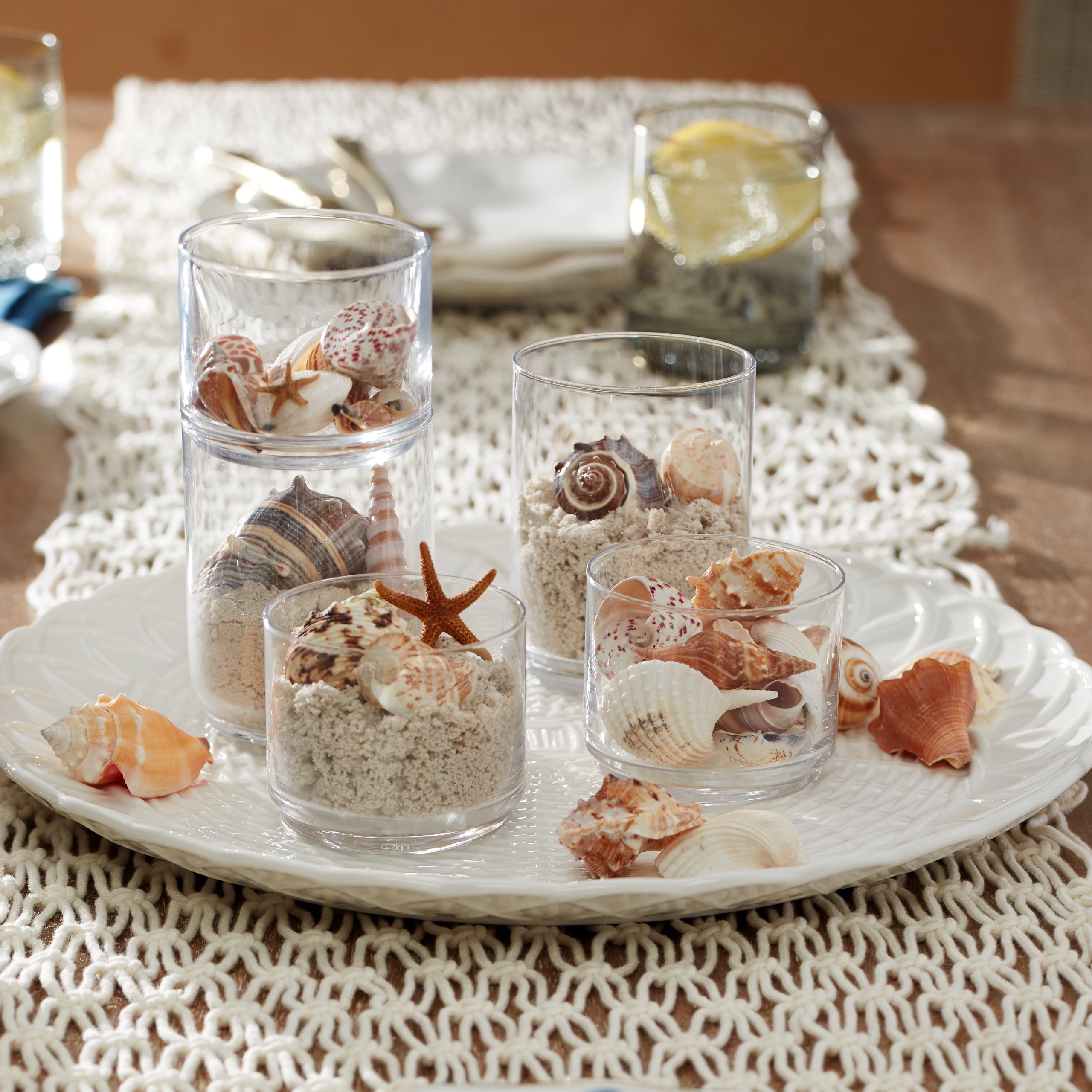 Tuscany Classics 6-Piece Clear Stackable Short Glasses Set - Perfect for Cocktails, Juice & Iced Coffee at Home or Restaurant