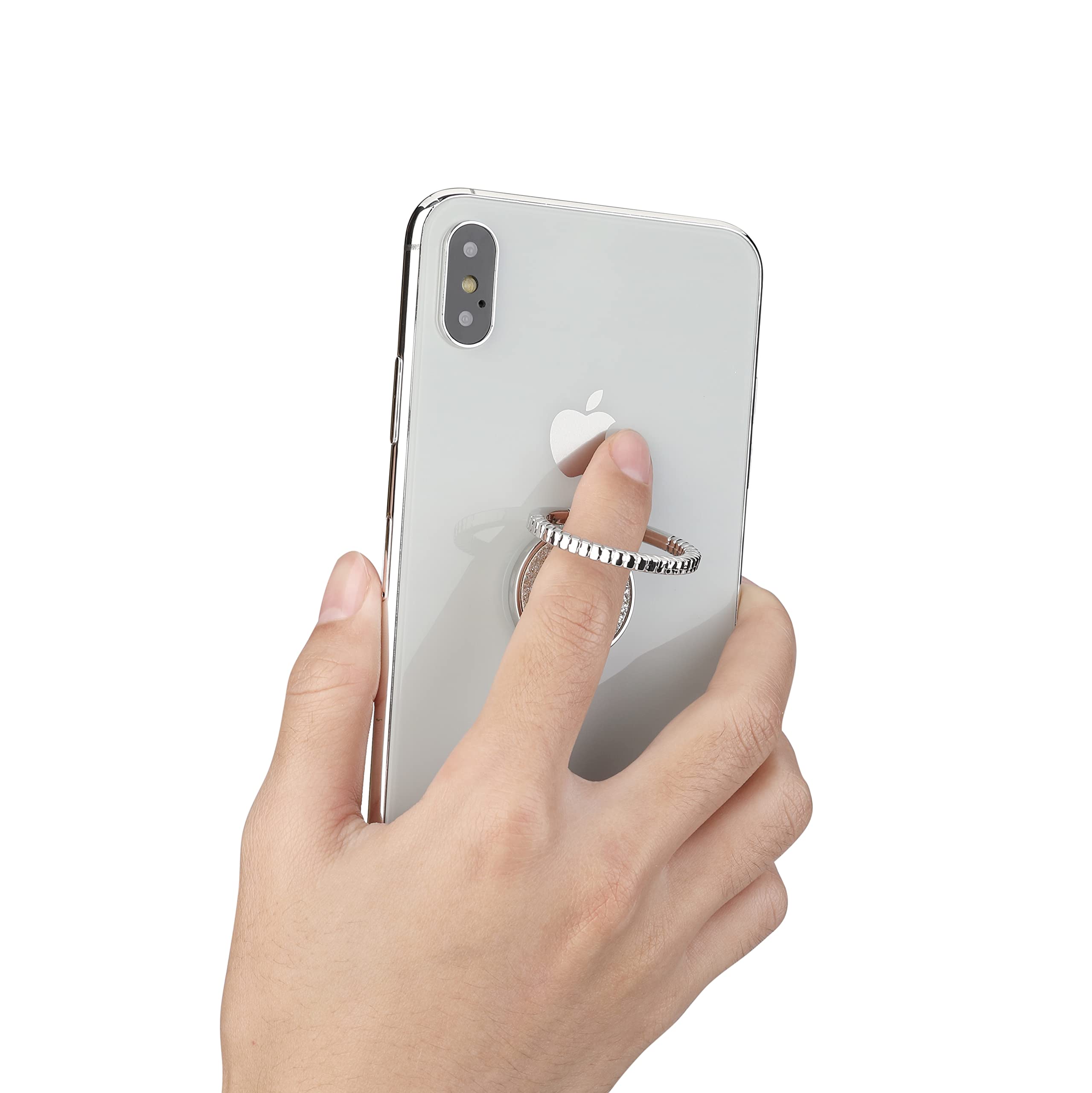 LAX Gadgets Cell Phone Ring Holder - Finger Grip & Stand for iPhone & Android - Sparkle Silver - Perfect for Work, Travel, and Selfies