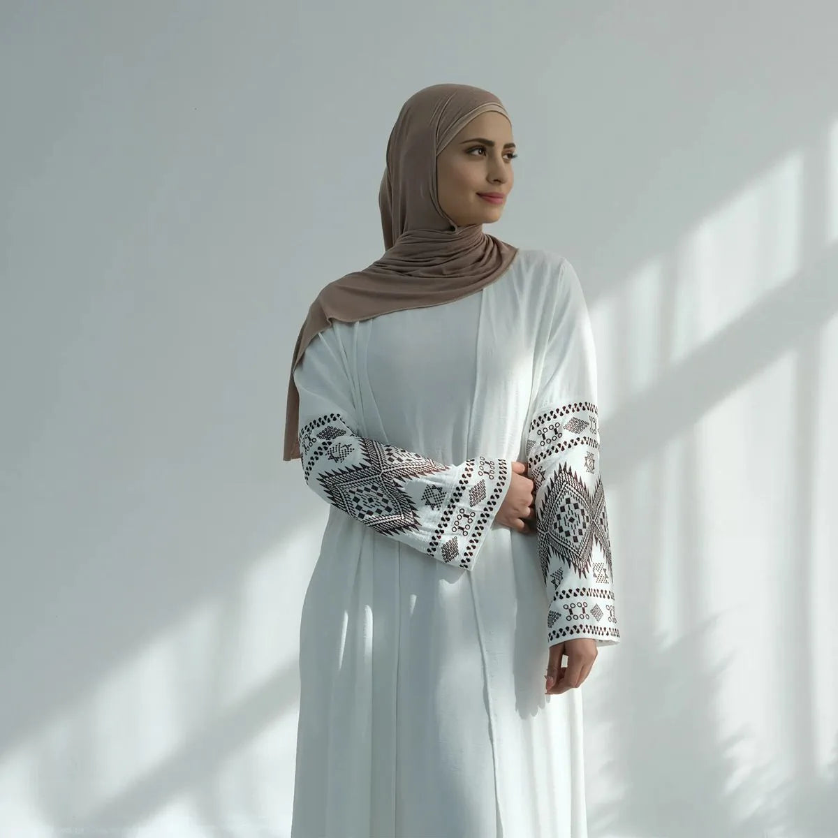 Elegant Embroidery Cardigan Open Abaya Dress #24915 - Perfect for Ramadan, Eid, and Special Occasions
