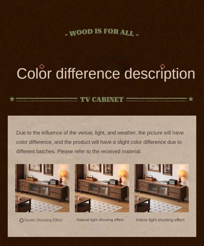 Solid Black Walnut Wood TV Stand - American Retro Style Locker Cabinet for Living Room & Home Theater Storage