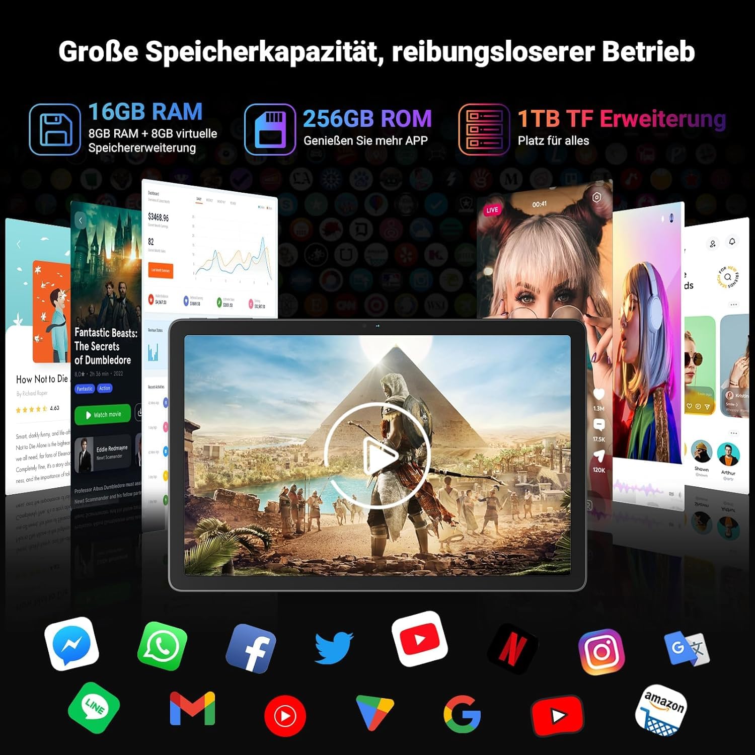 Blackview Tab16Pro 11 Inch Android 14 Tablet - 16GB RAM 256GB ROM (Expandable to 2TB) 4G LTE 5G WiFi, 13MP+8MP Dual Camera, 7700mAh Battery, 2K Widevine L1 Display with Stylus & Case - Perfect for Work, Study, Gaming & Travel