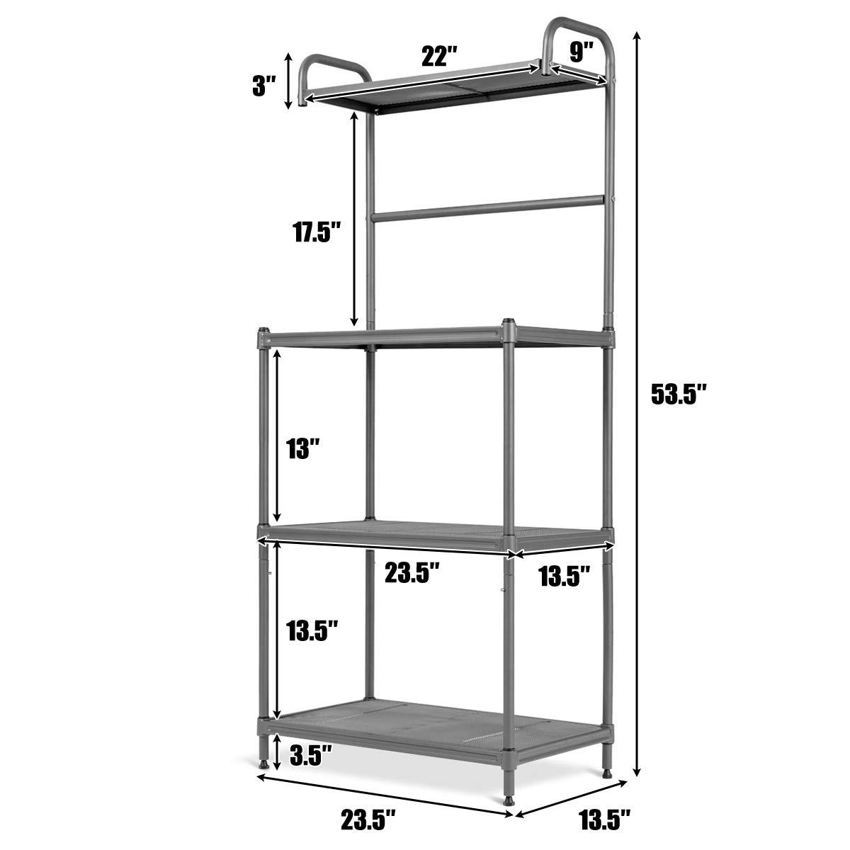 Giantex 4-Tier Heavy Duty Metal Bakers Rack - Kitchen Storage Shelf with Microwave Stand, Sturdy Wire Mesh Shelving Unit for Organizing Spices, Cookware & Small Appliances | Perfect for Home Kitchen, Pantry, Garage or Office Storage