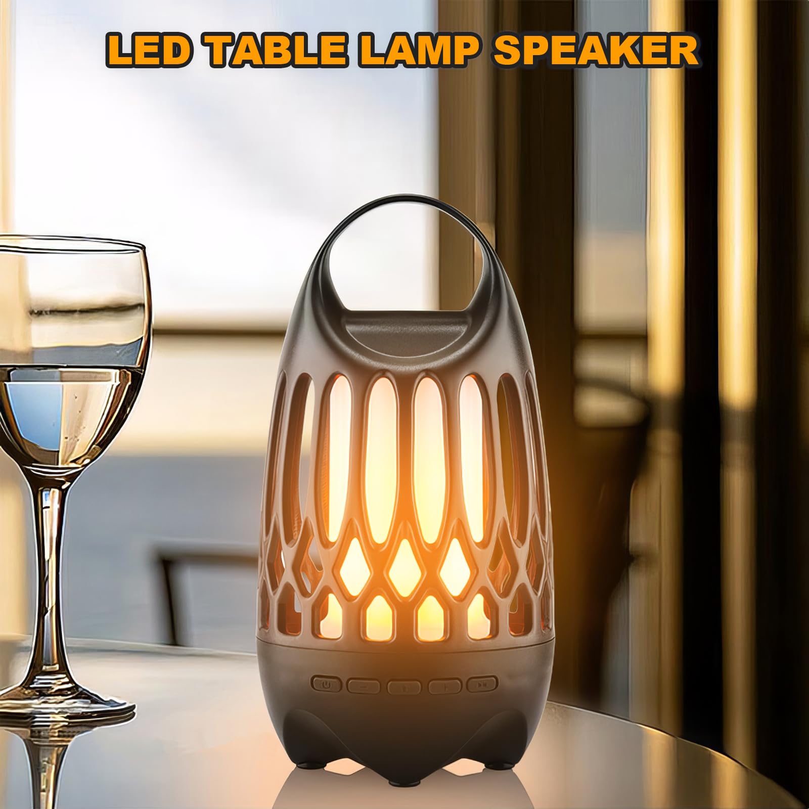 Portable Bluetooth Speaker with LED Flame Effect - Waterproof Wireless Outdoor/Indoor Speaker with Handle, Perfect for Camping, Parties & Home Decor | Great Gift for Men & Women