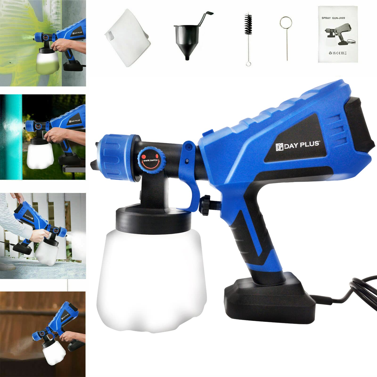 550W Electric HVLP Paint Spray Gun - 3 Adjustable Spray Patterns, Copper Nozzle & 1000ml Detachable Canister - Professional Handheld Sprayer for Walls, Ceilings, Fences, Furniture & DIY Home Projects