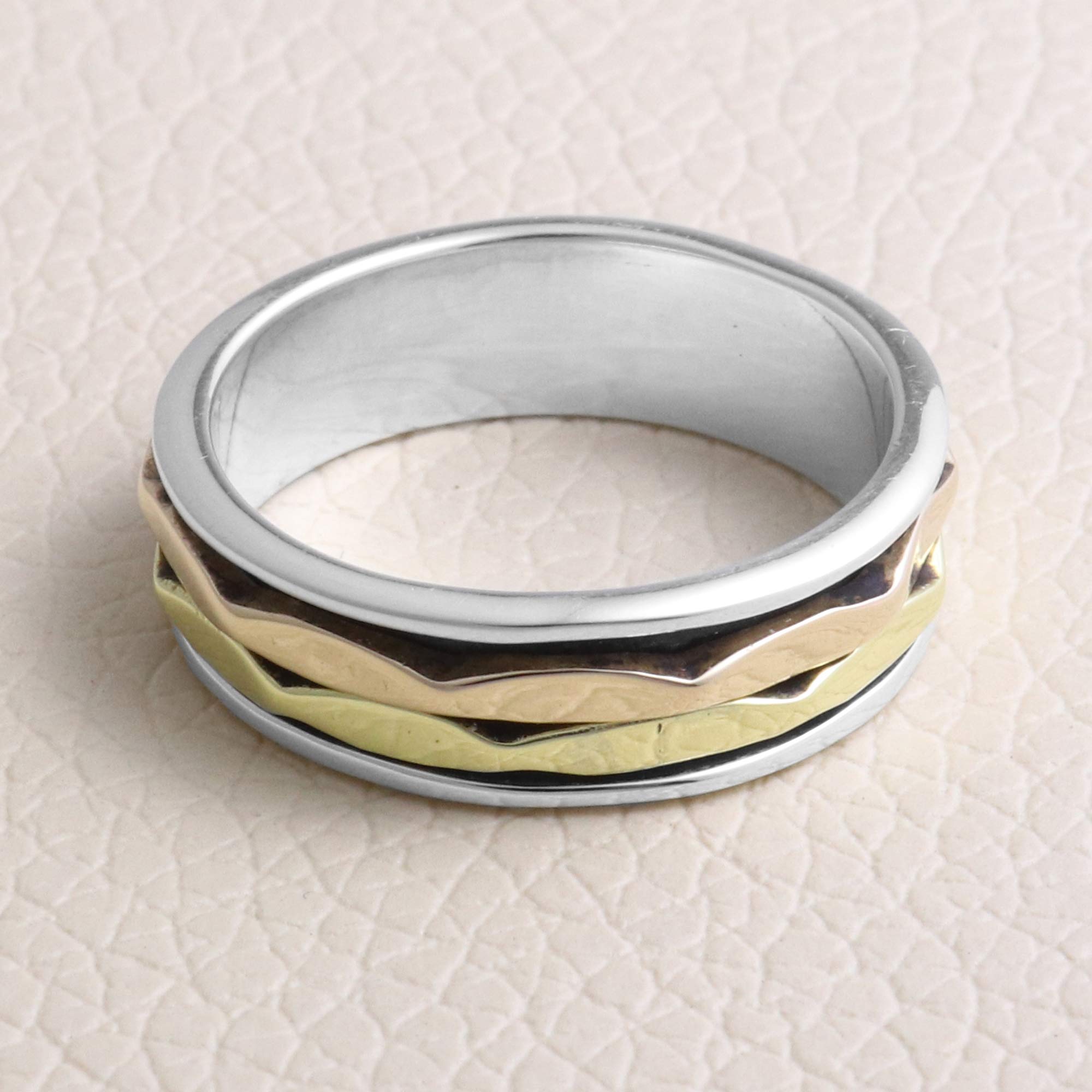 Sterling Silver Spinner Ring - Meditation & Fidget Ring for Stress Relief, Anxiety, Yoga, and Focus - Perfect for Adults and Teens - Hypoallergenic & Durable