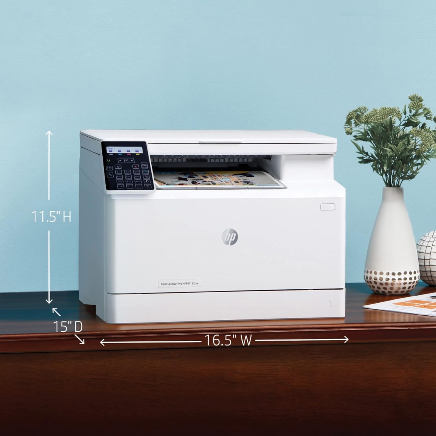 HP Color LaserJet Pro MFP M182nw Wireless All-in-One Printer | Print, Scan, Copy | Mobile & Remote Printing | Includes Network Cable, Cable Ties & Cleaning Kit (7KW55A#BGJ) | Perfect for Home Office & Small Business Use