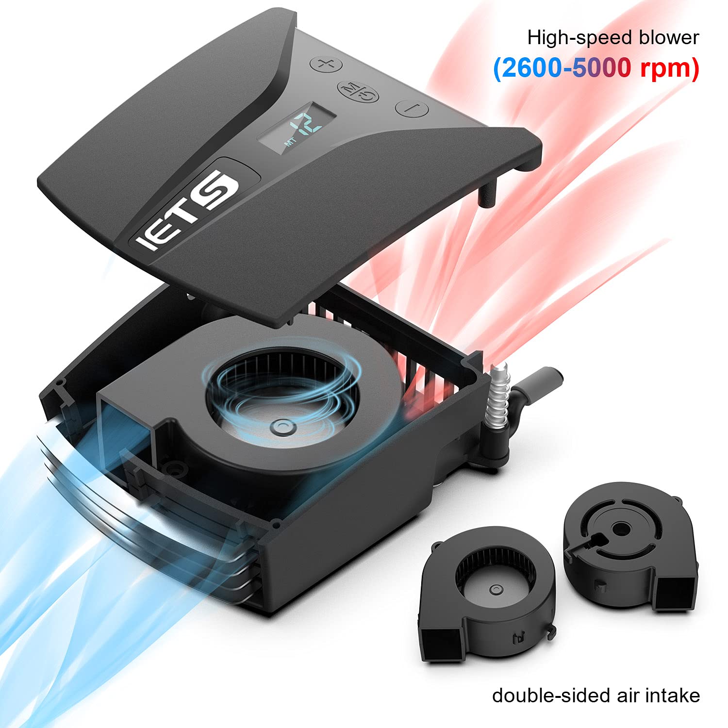 GT202UB Laptop Cooling Fan with Temperature Display - Intelligent Cooling System, 13 Speed Levels (2600-5000RPM Turbo Fan) for Gaming Laptops - Perfect for Gaming, Office Work & Overheating Prevention