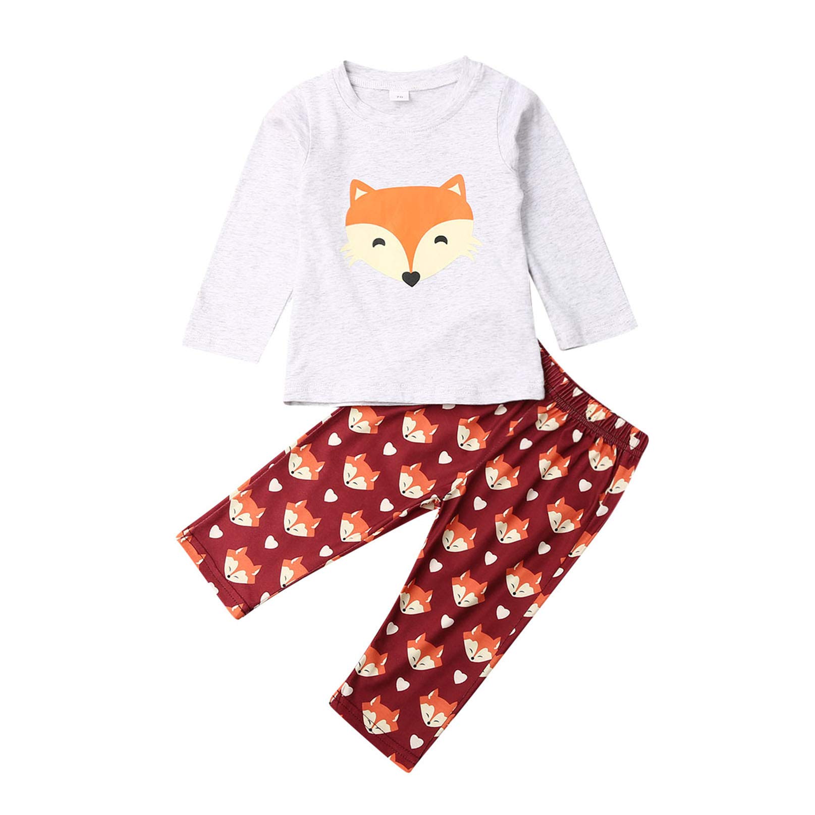 **Adorable Fox Print Baby Outfits for Boys & Girls - Long Sleeve T-Shirt & Pants Set | Newborn Clothes for Playdates, Photo Shoots & Everyday Wear**