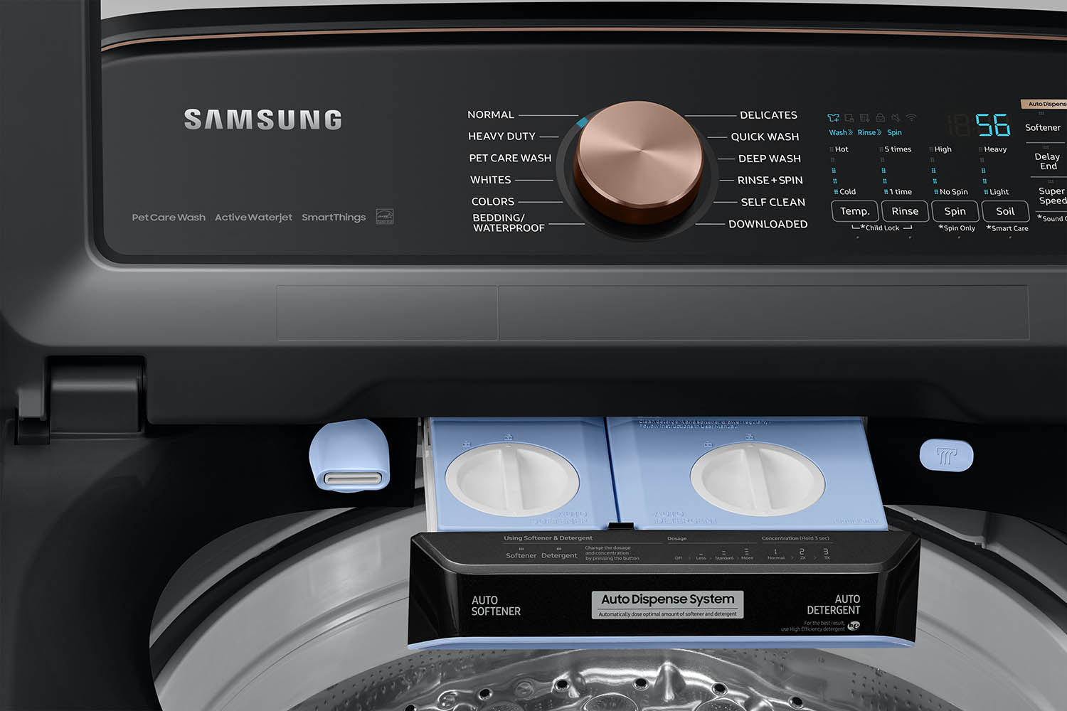 Samsung WA54CG7550AVA4 6.2 cu.ft Ultra Capacity Black Stainless Steel Top Load Washing Machine - Perfect for Large Families & Heavy Laundry Loads