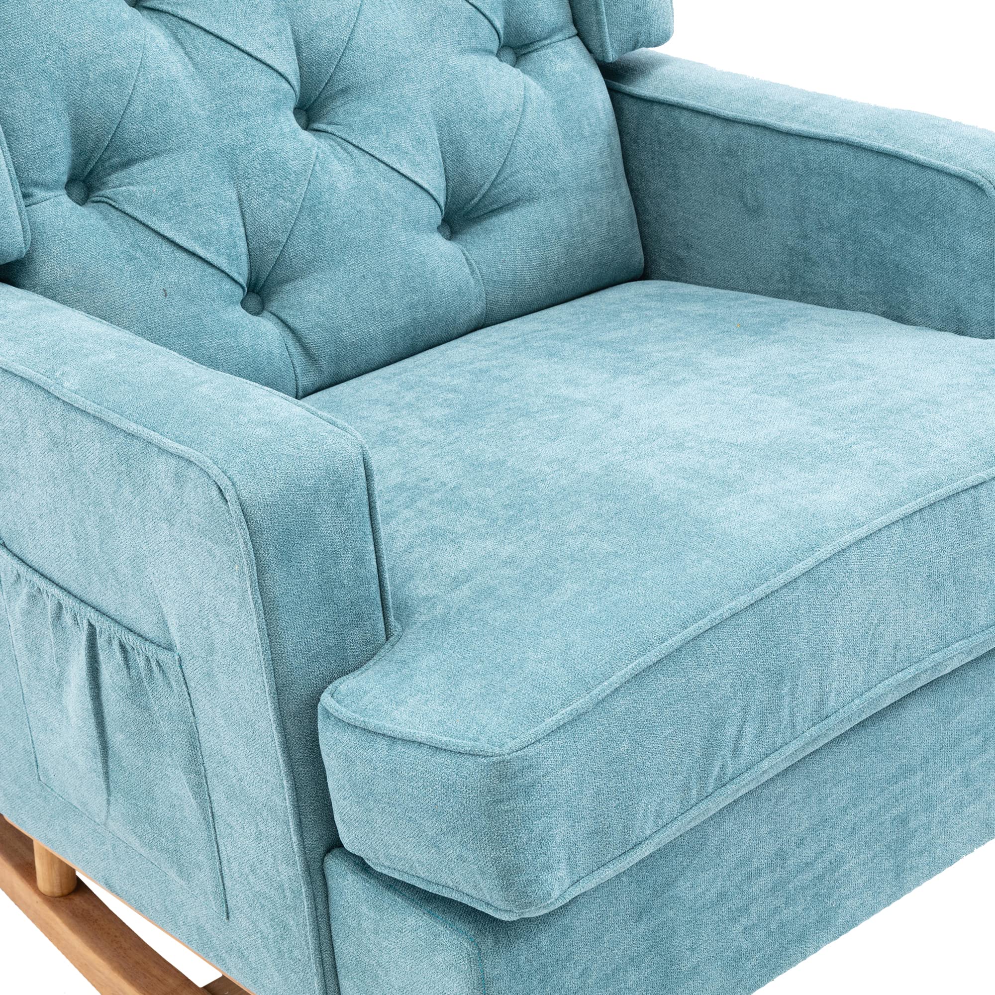 Bellemave Mid Century Modern Accent Chair - Mint Green Upholstered Rocking Chair with Solid Wood Base for Living Room, Nursery & Baby Room | Oversized Wingback Armchair for Relaxing, Nursing & Decor
