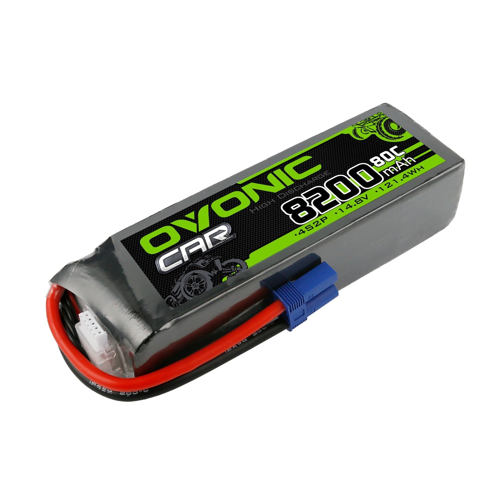 Ovonic 80C 4S2P 8200mAh 14.8V High Performance LiPo Battery Pack with EC5 Connector for Arrma 1/5 8S RC Cars - Perfect for Off-Road Bashing, Racing and Long Run Time Applications