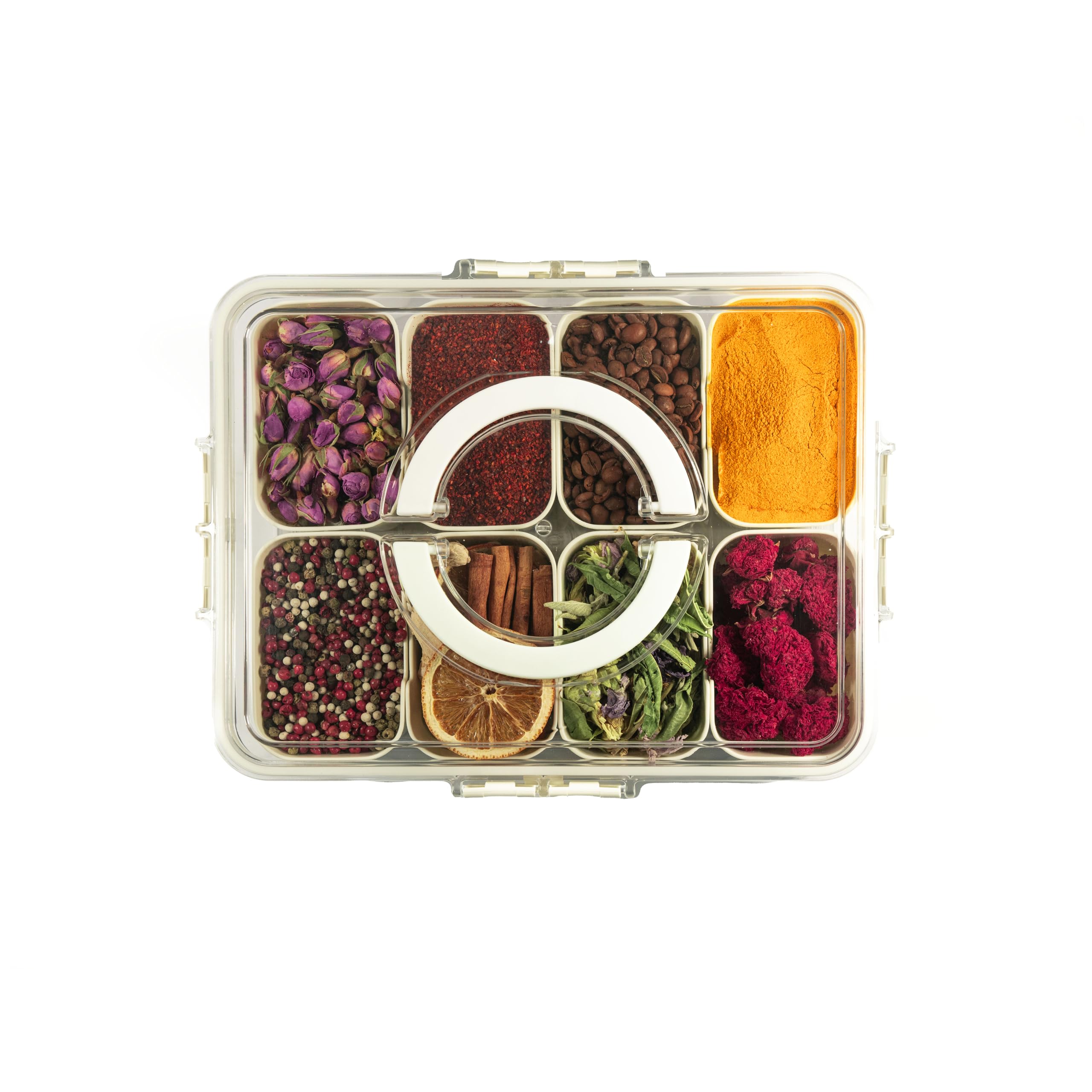 Smart Divided Snack Box with Lid & Handle - 8 Compartment Bento Lunch Box, Charcuterie Tray, Veggie Platter & Candy Organizer | Perfect for Meal Prep, Picnics, Parties & On-the-Go Snacks