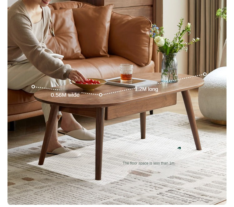 Premium Black Walnut Solid Wood Coffee Table - Modern Living Room Furniture for Capsule Apartments & Small Spaces - Perfect for Coffee, Reading & Relaxing