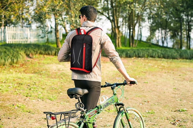 Unisex Lightweight Foldable Waterproof Hiking Backpack - 25x17x40cm for Outdoor Travel, Camping & Daily Use (Black/Red) - Perfect for Hiking, Commuting & Weekend Adventures