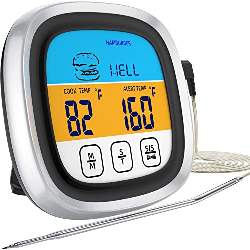 RTMGOB 2022 Upgraded Digital Meat Thermometer - Instant Read Cooking Thermometer with Waterproof Probe & Backlight for Grilling, BBQ, Smoker, Oven - Perfect for Turkey, Steak, Chicken, Baking and Kitchen Use (Black)