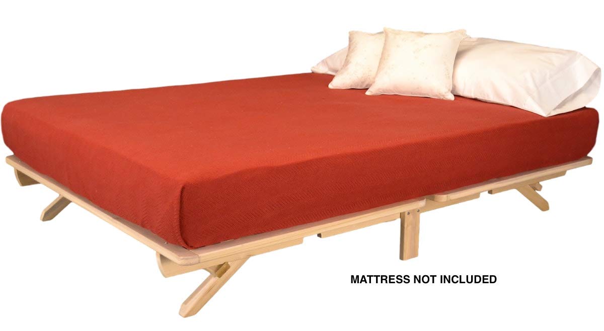 KD Frames Foldable Twin Platform Bed Frame - Solid Unfinished Wood Minimalist Bed - No Box Spring Needed, Easy Assembly - Perfect for Small Spaces, Guest Rooms & Kids Bedrooms
