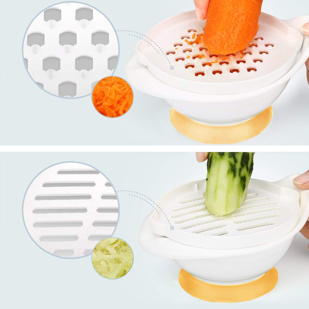 **Matyz 6-in-1 Baby Food Maker Set - BPA-Free Toddler Food Processor with Mash Bowl, Hand Masher, Citrus Juicer & Grater - Easy Homemade Baby Puree for Fruits & Vegetables - Perfect for Travel & Quick Meals (Yellow)**