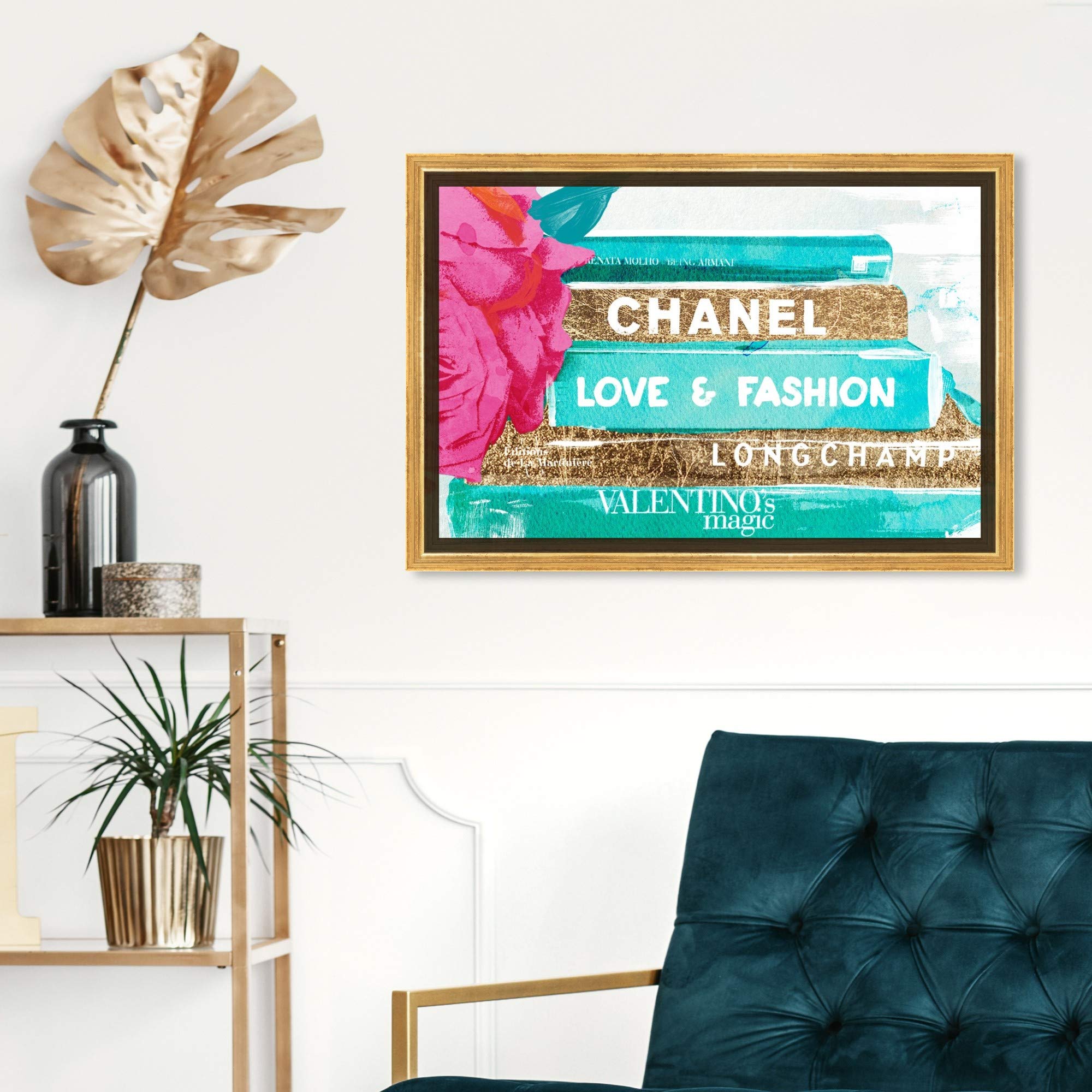 Oliver Gal Artist Co. 'Ideals of Style' Framed Wall Art - 15x10 Inch Fashion & Glam Canvas Prints in Blue & Gold - Perfect for Home Décor, Office & Gift Giving