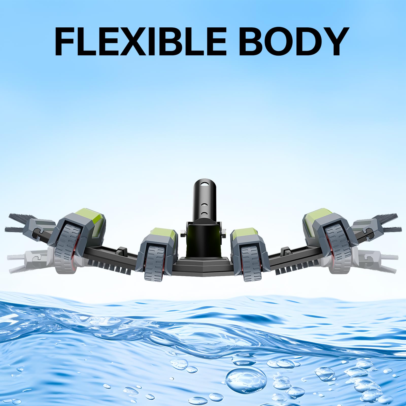 Heavy Duty Pool Vacuum Head with Wheels & Aluminum Handle - Professional Weighted Flexible Swimming Pool Cleaner for Inground & Above Ground Pools - Perfect for Leaves, Debris & Algae Removal
