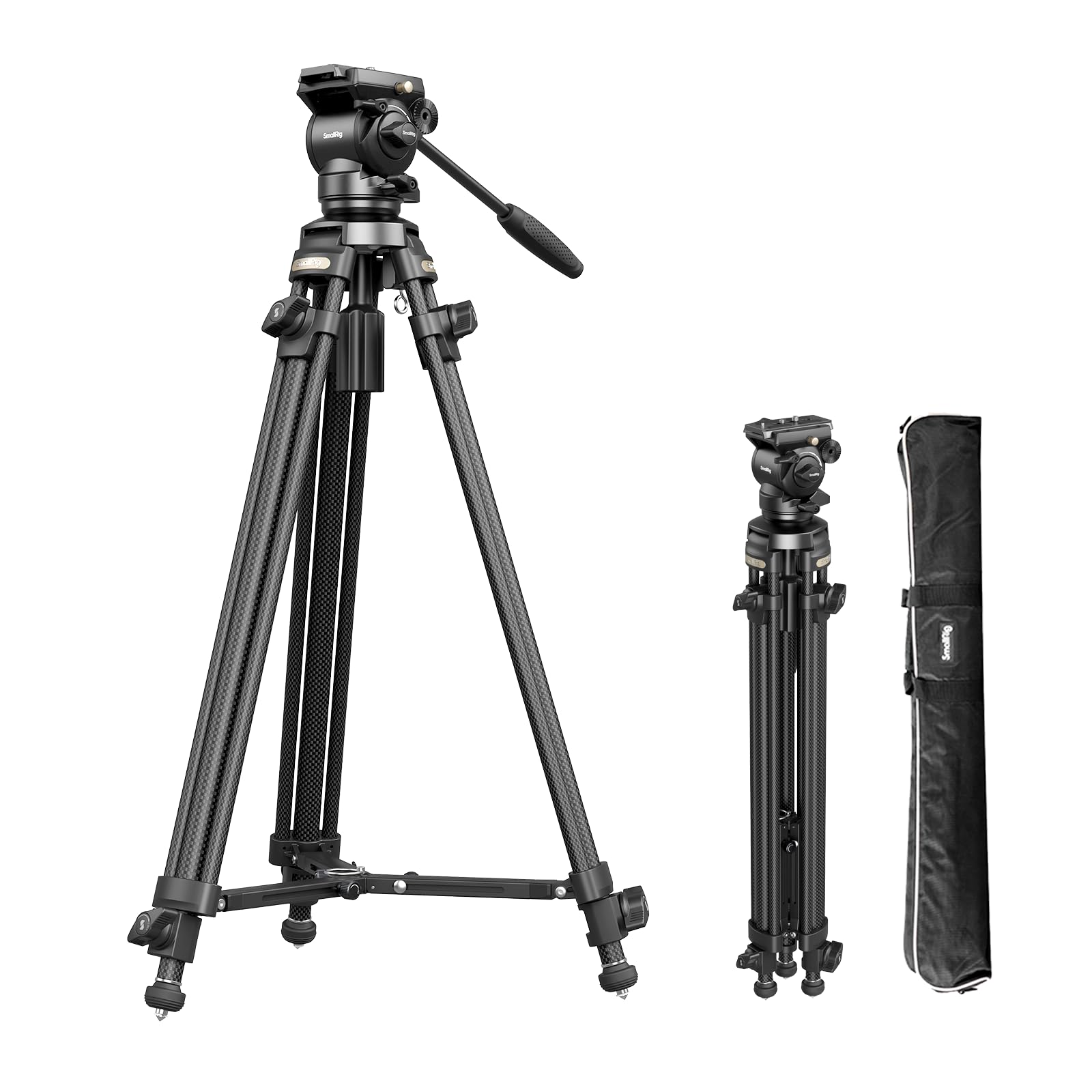 SmallRig Lightweight Carbon Fiber Video Tripod Kit with Fluid Head - 64