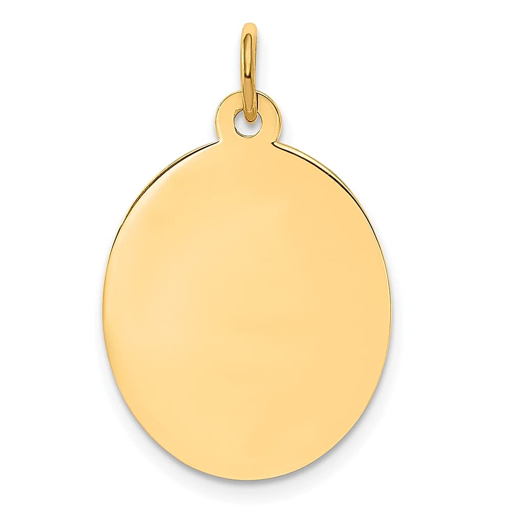 14K Yellow Gold Engravable Oval Disc Charm Necklace for Women - Personalized Fine Jewelry Pendant Gift for Her - Perfect for Anniversaries, Birthdays & Special Occasions