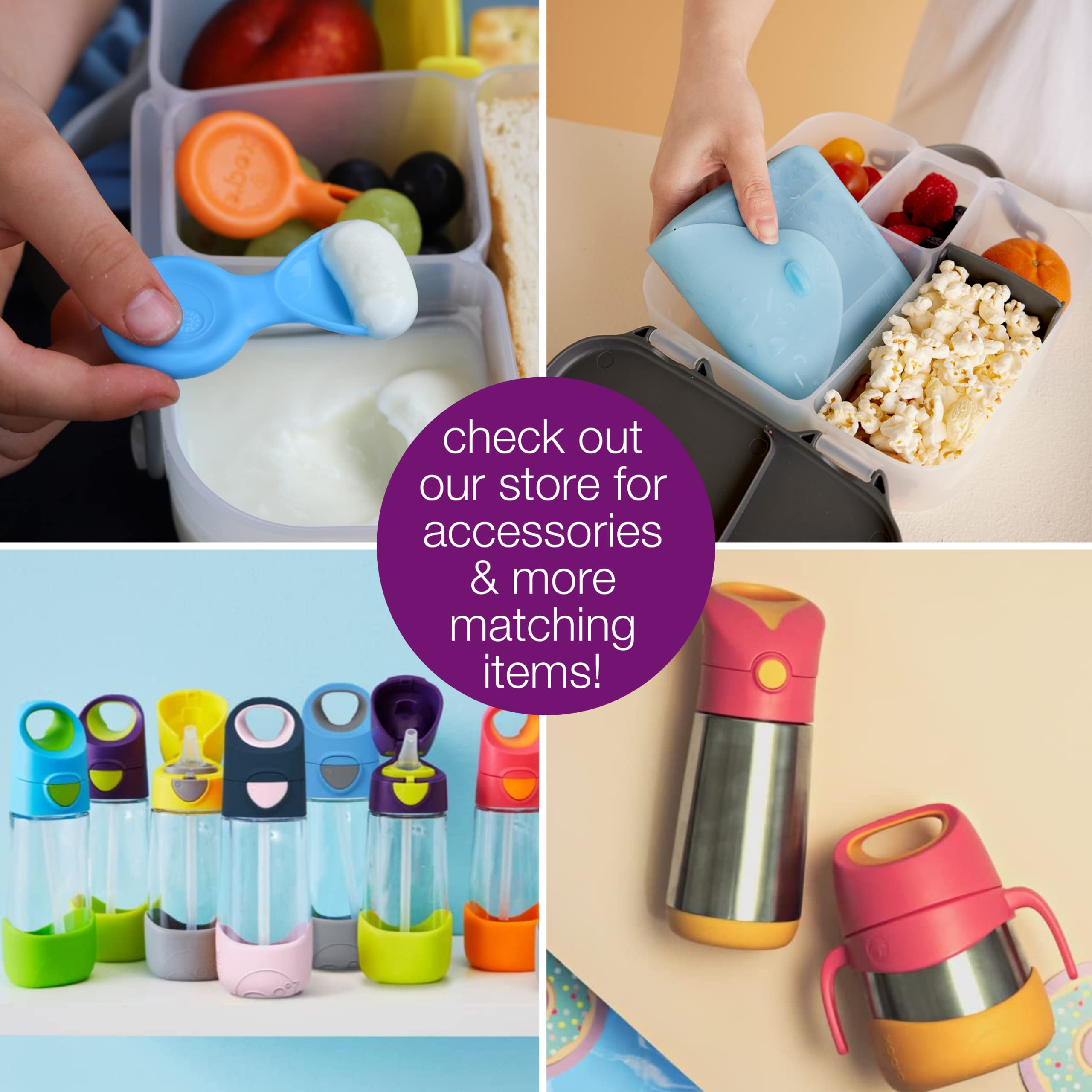 Bento Lunch Box Set for Kids - 3-Pack Insulated Meal Containers with Oversized Bento Box & Mini Snack Boxes | School Lunch Supplies for Toddlers & Children | Perfect for School, Picnics & Travel (Blue Slate)