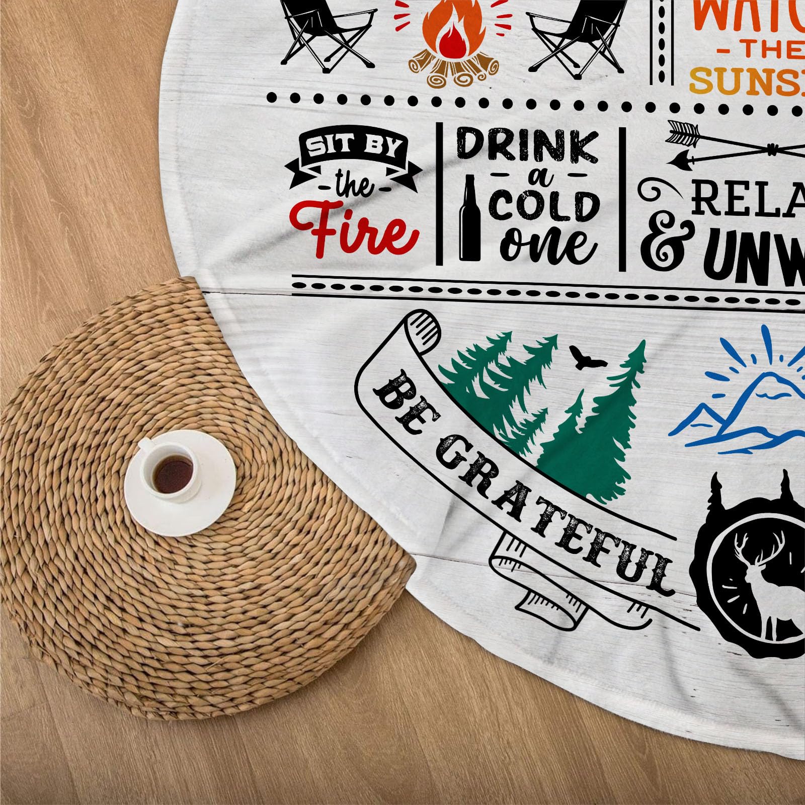 60 Inch Round Camping Blanket - Cozy & Portable Throw for Outdoor Adventures - Perfect Camping Gift for Women & Men - Essential Camping Accessories for Picnics, Hiking & Backyard Gatherings