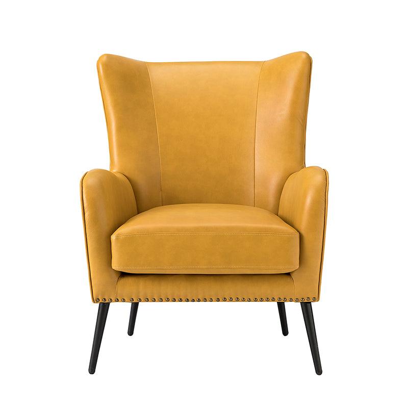 Stylish Shepherd Wingback Vegan Leather Armchair - Modern PU Leather Accent Chair for Living Room, Bedroom & Office - Comfortable Mid-Century Design with Optional Types