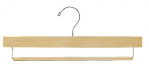 Non-Slip Wooden Pant Hangers for Closet Organization - Natural Wood Clothes Hangers with Non-Slip Bar - Perfect for Pants, Skirts, and Heavy Clothing Storage