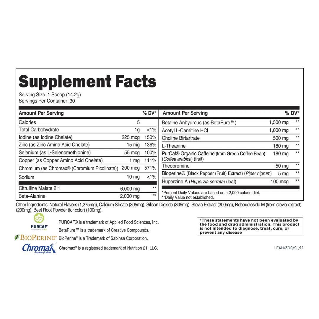 Transparent Labs Lean - Premium Fat Burner & Weight Loss Supplement for Men & Women - Boost Metabolism & Energy for Gym, Workouts & Active Lifestyle