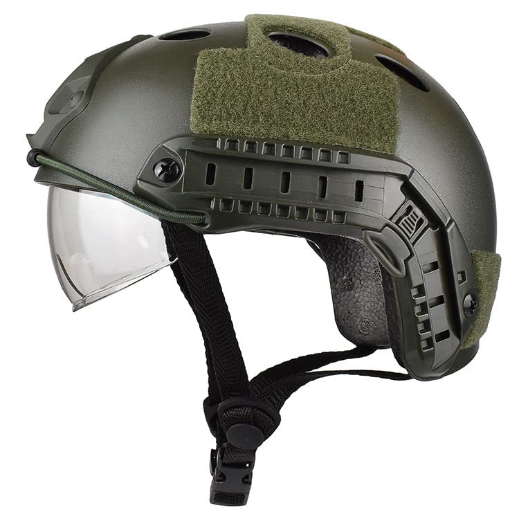 Tactical Airsoft Helmet - Fast PJ Style with Goggles, NVG Mount & Side Rails for Airsoft, Paintball, Military Simulation & Outdoor Combat Training