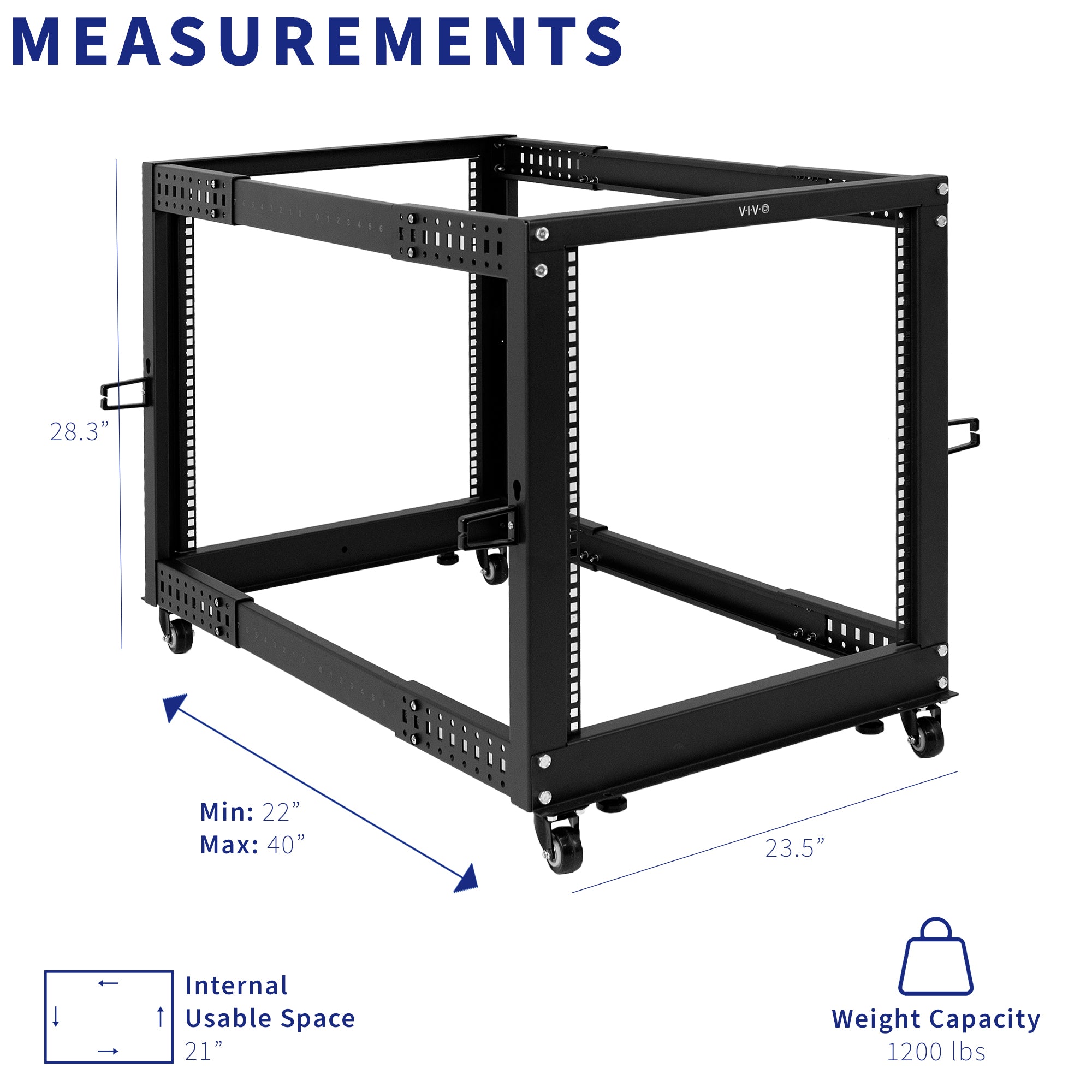 Freestanding Open Frame Server Rack - Heavy Duty 19