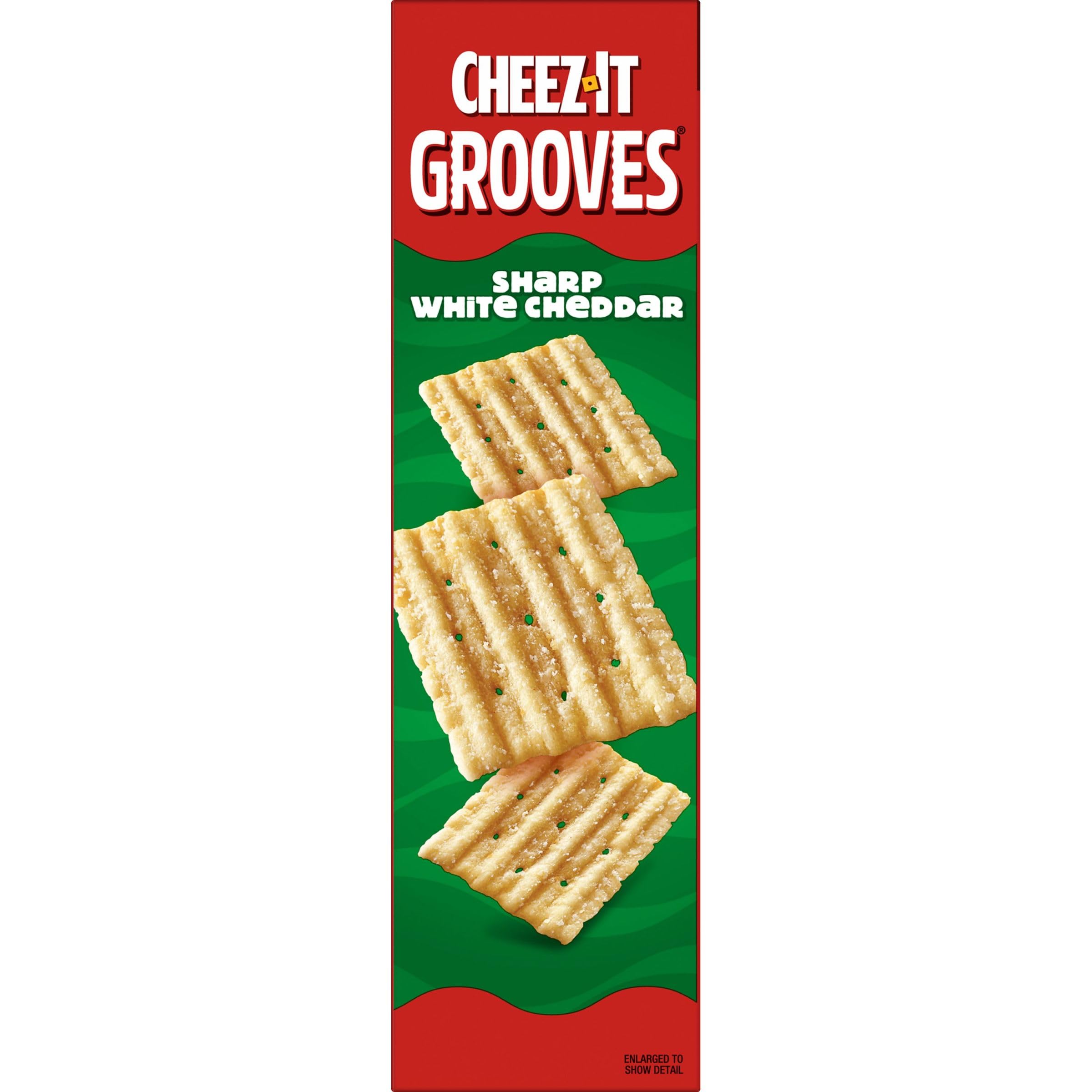 Cheez-It Grooves Crunchy Cheese Crackers - Sharp White Cheddar Flavor (9oz Box) | Perfect for School Lunches, Office Snacks & Party Platters | Delicious Cheese Snack for Kids & Adults