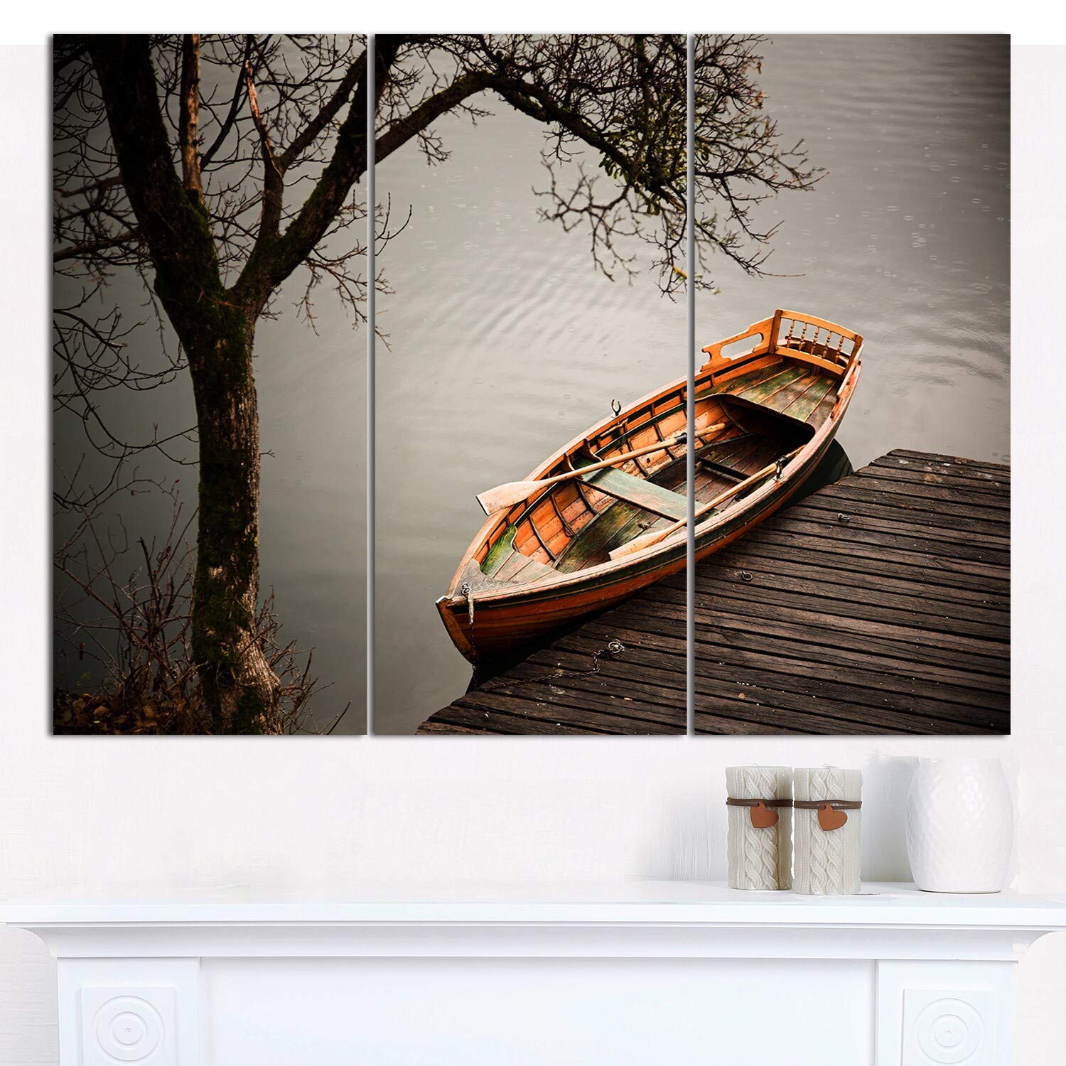 DESIGN ART 'Little Rowing Boat Ferry' Canvas Wall Art Print - 36