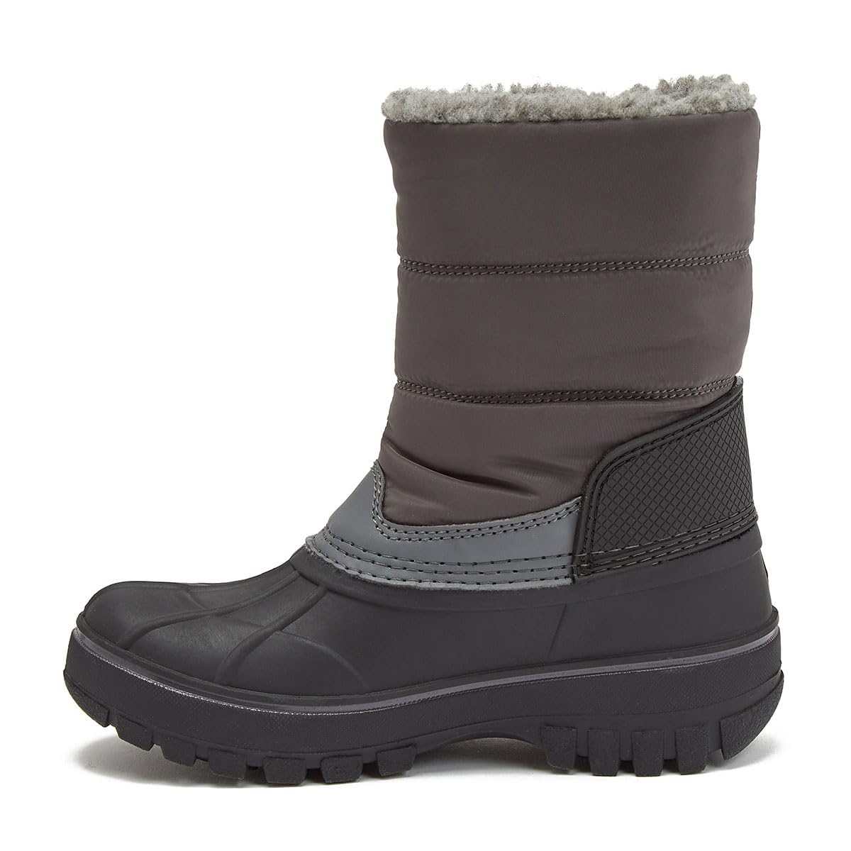 LONDON FOG Jett Waterproof Unisex Kids Snow Boots - Insulated Fleece Lined Winter Boots for Toddler to Big Kid (Size 5-6) - Black, Navy Blue, Grey - Perfect for Snow Play, Sledding & Cold Weather Outdoor Activities