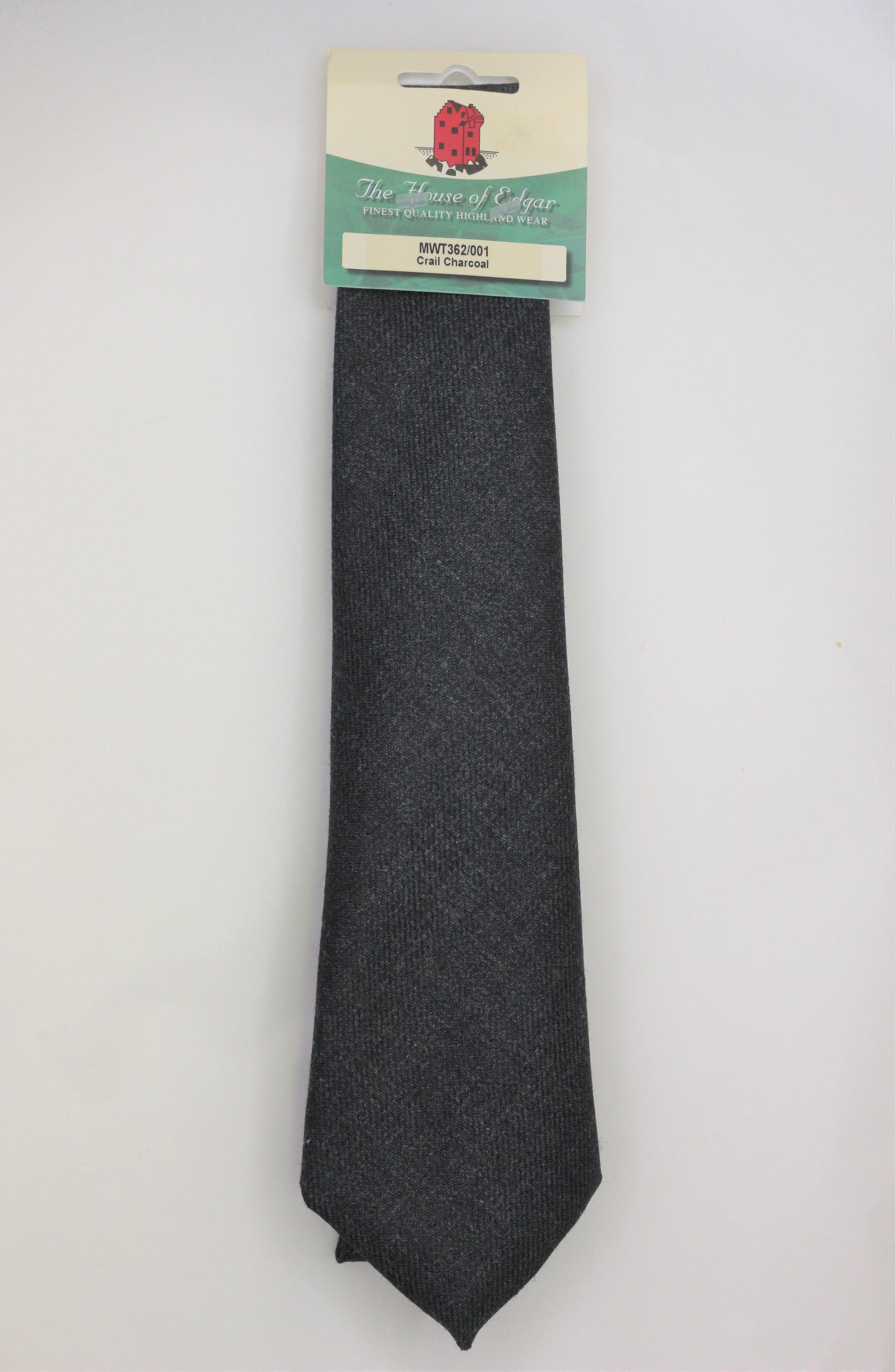 House of Edgar Men's Wool Tie in Charcoal - Classic & Elegant Necktie for Business, Weddings & Formal Occasions