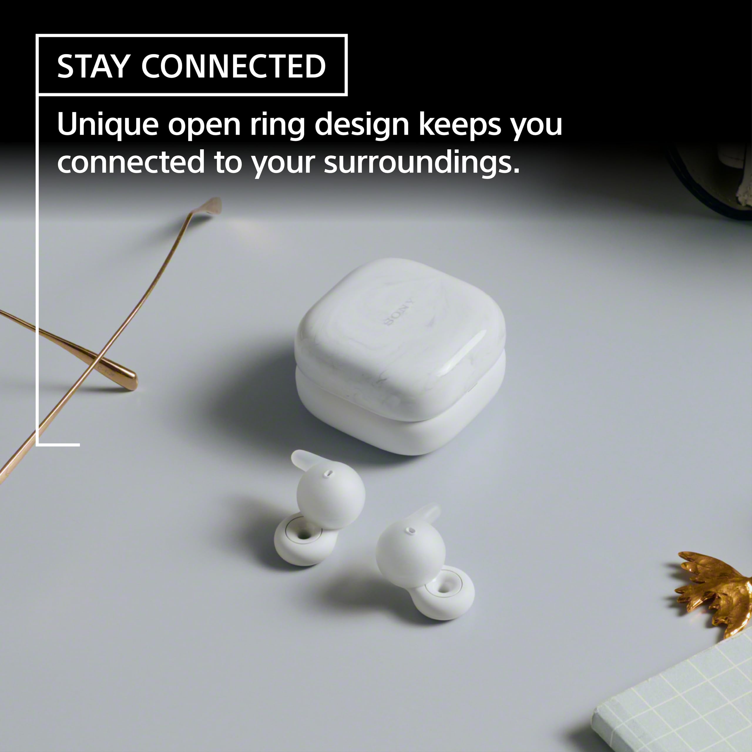 Sony LinkBuds Open Truly Wireless Earbuds - White | Open-Ring Design for Ambient Sound Awareness | New Air Fitting Supporters | Comfortable for All-Day Wear | Perfect for Running, Commuting & Office Use