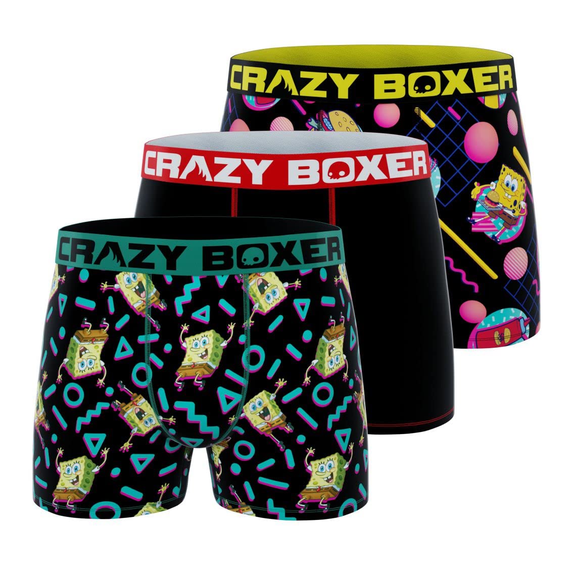 **SpongeBob Men's Boxer Briefs - 3 Pack Soft Cotton Underwear for Comfort & Style - Perfect for Sleep, Lounge & Everyday Wear**
