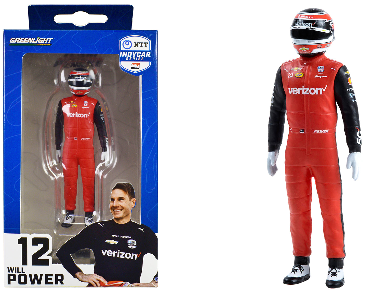 1/18 Scale Greenlight NTT IndyCar Series #12 Will Power Driver Figure - Verizon 5G Team Penske Collectible Model Car for Racing Fans & Display