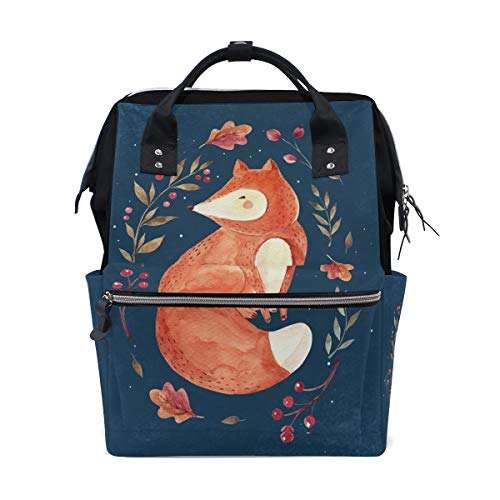 **MERRYSUGAR Large Waterproof Diaper Backpack - Stylish Cartoon Fox Floral Design, Multifunctional Baby Care & Travel Bag for Moms, Durable Nappy Bag for School, Outings & Daily Use**