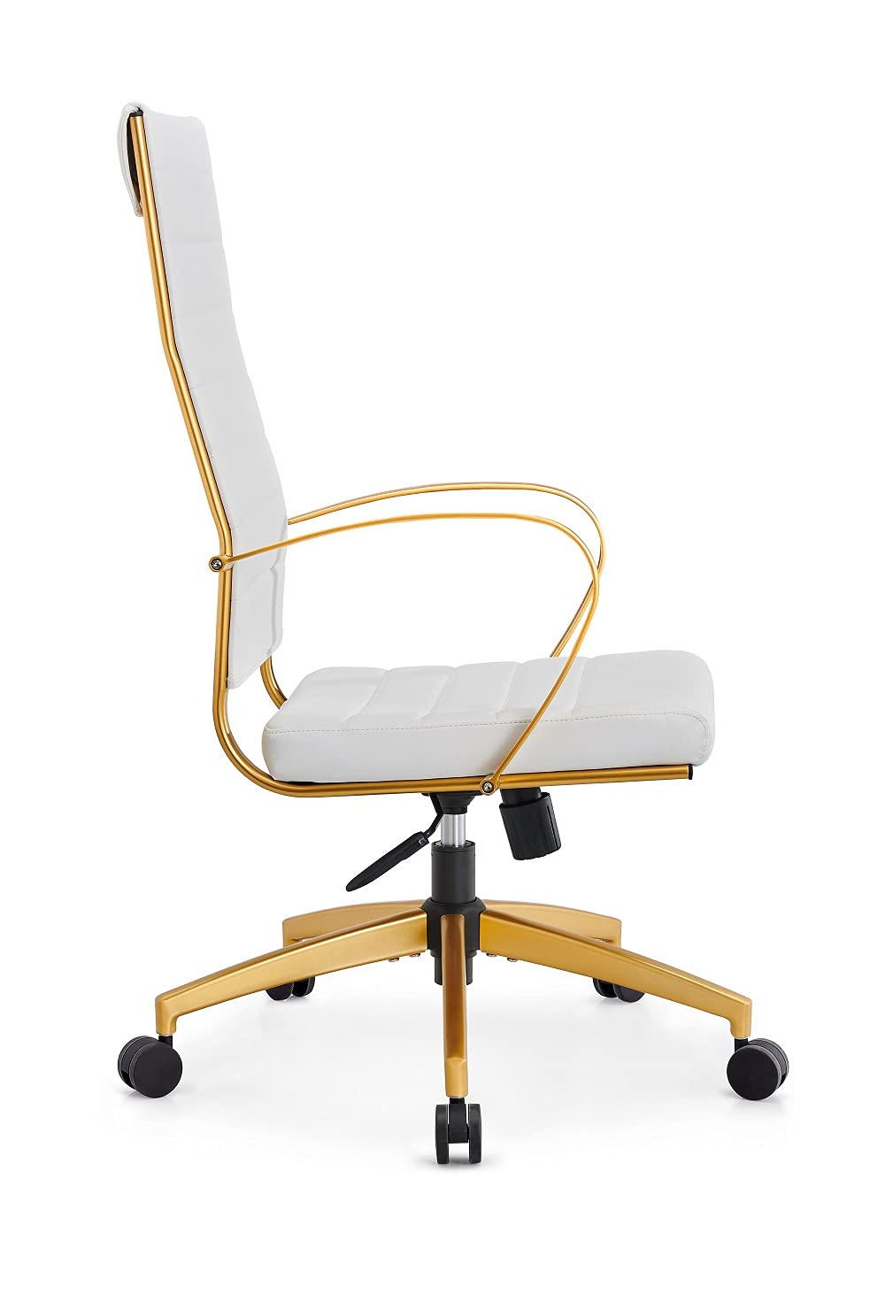 Ergonomic White and Gold Office Chair - Adjustable Desk Chair with Lumbar Support for Home & Workspace Comfort (4020 Gold White) - Perfect for Long Hours of Sitting, Gaming, or Remote Work