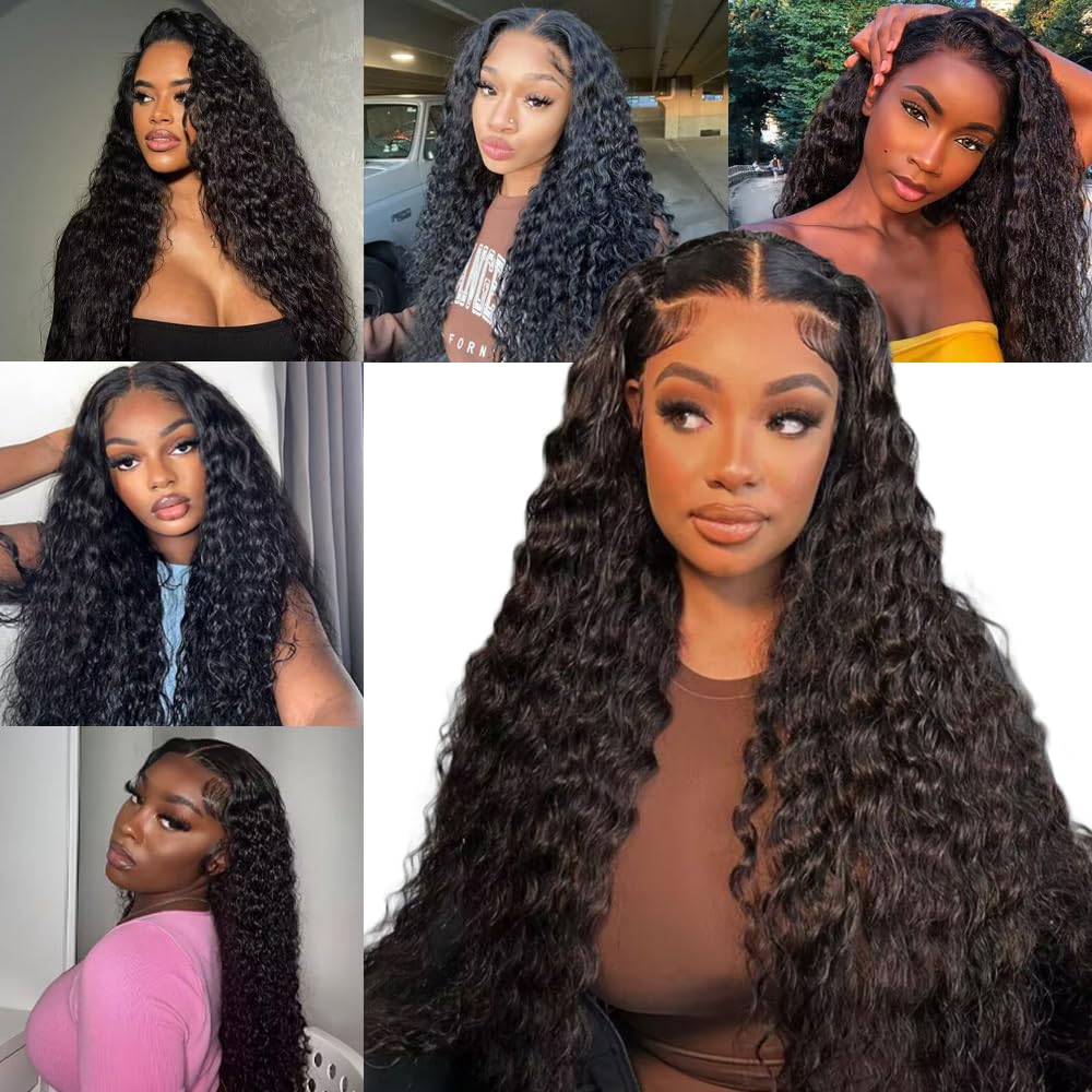 12A Deep Wave Human Hair Bundles 20 22 24 Inch - 100% Unprocessed Brazilian Virgin Hair - 3 Bundles Water Wave Weave for Natural Look - Perfect for Protective Styles, Weaves & Wigs