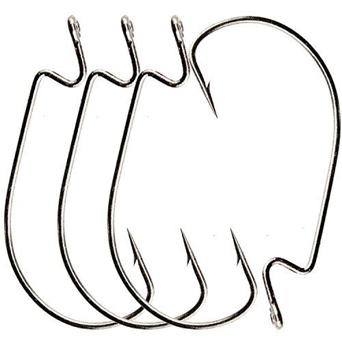 50pcs 1/0-5/0 Wide Gap Offset Worm Jig Hooks Set - Sharp Strong Fishing Hooks for Bass, Trout, Walleye - Perfect for Freshwater & Saltwater Fishing, Kayak Fishing, and Tournament Angling
