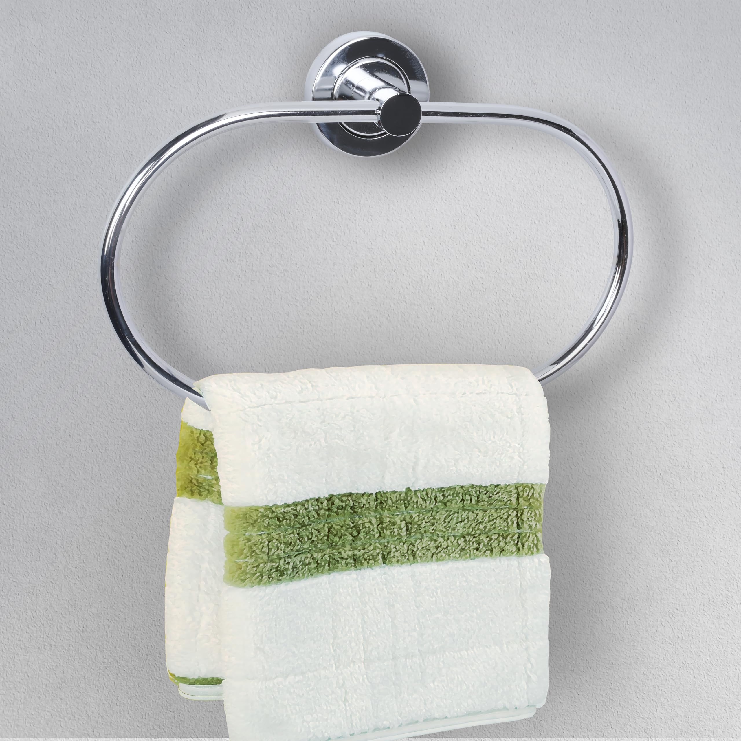 HOME HEAVEN Stainless Steel Napkin Ring & Towel Holder Set - Modern Round Bathroom Accessories with Chrome Finish (Oval Shape) - Perfect for Kitchen, Dining Room & Bathroom Decor