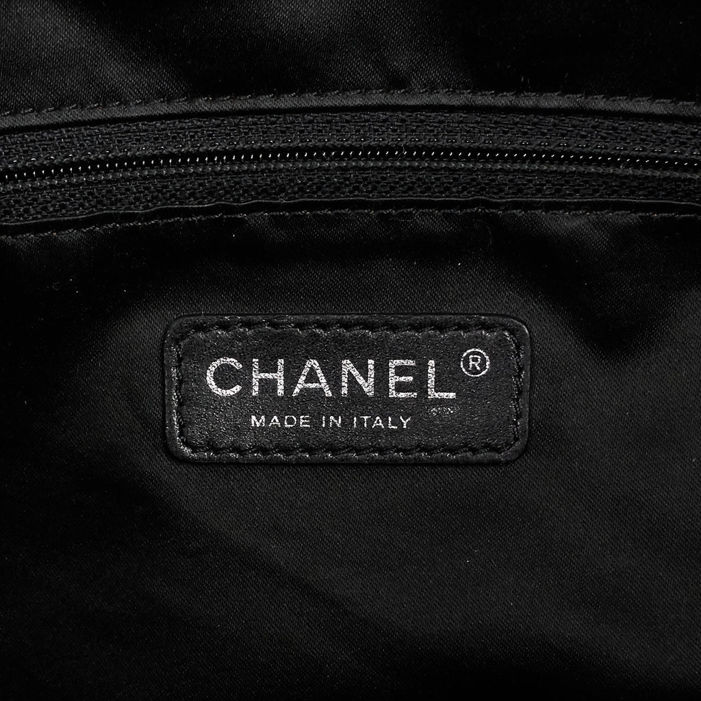 Chanel Paris Biarritz MM Black and Navy Nylon Tote Bag for Women - Luxury Designer Handbag for Travel, Work & Everyday Use