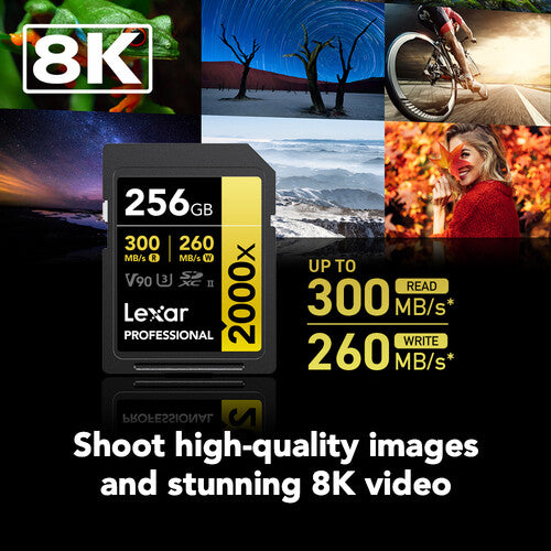 Lexar Professional 256GB SDXC UHS-II Memory Card - 2000x Speed for 4K Video, DSLR & Mirrorless Cameras - High Performance Storage for Photography & Videography