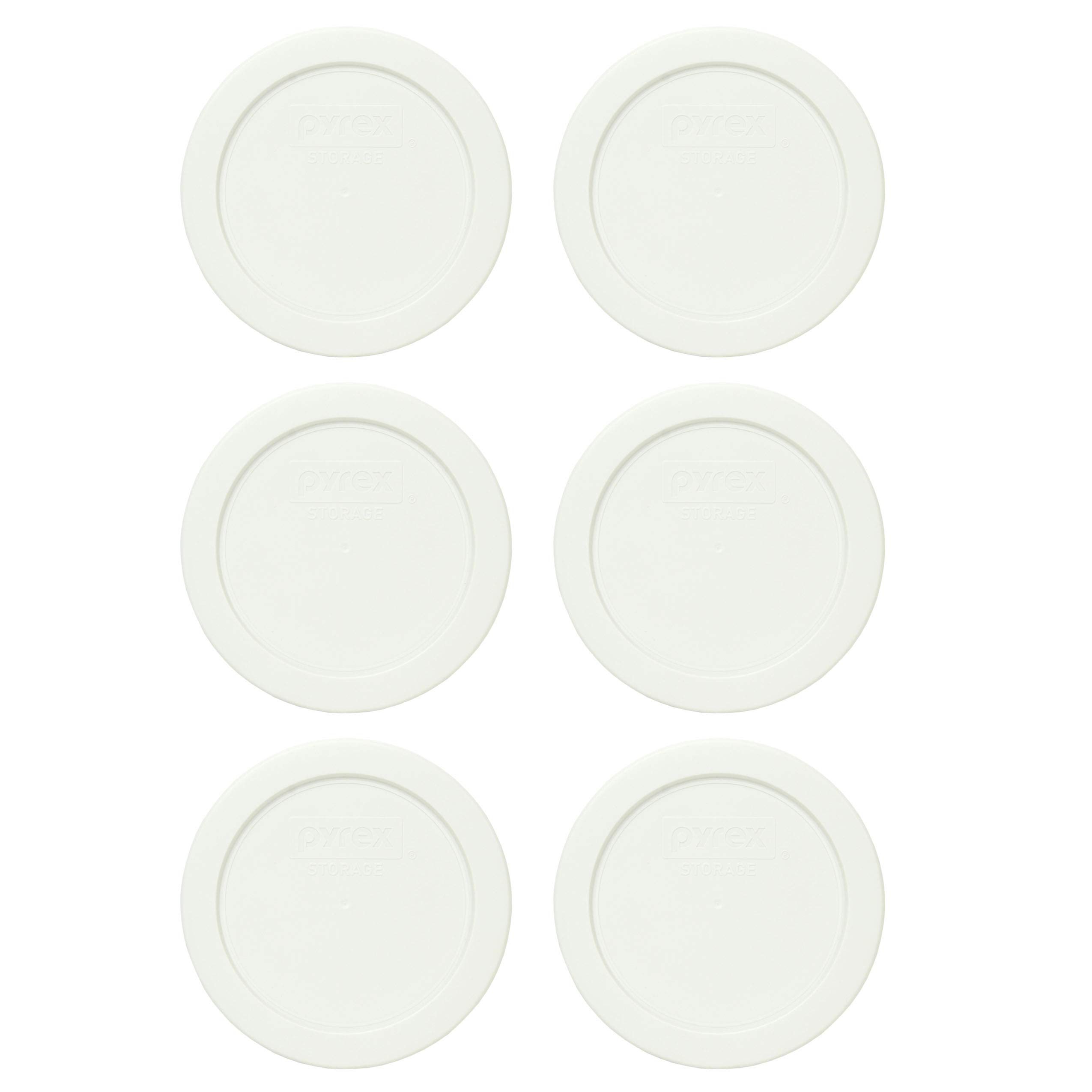 Pyrex 7200-PC 6-Pack White Round Plastic Food Storage Lids | BPA-Free | Made in USA | Perfect for Meal Prep, Leftovers & Refrigerator Organization