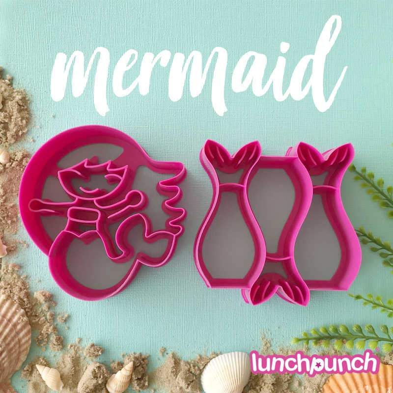 Lunch Punch Sandwich Cutter Set - Fun Mermaid Shape Sandwich Cutters for Kids, Perfect for School Lunches, Picnics, and Party Snacks